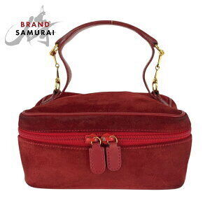 GUCCI Horsebit Red Suede Handbag Vanity Bag